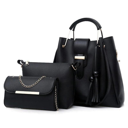 3 Pcs Women's Beatiful Pu Leather Shoulder Bag