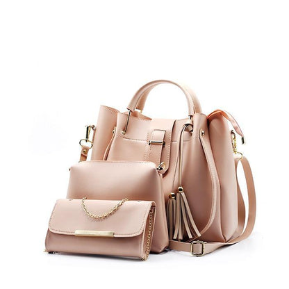 3 Pcs Women's Beatiful Pu Leather Shoulder Bag