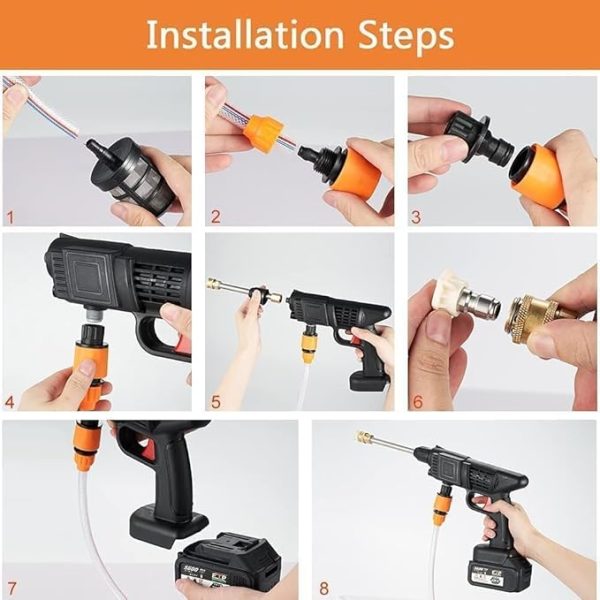 Automatic Cordless Wireless Car Wash Spray Gun High Pressure 48v Lithium Water Jet Foam Car Washer Gun